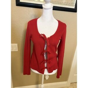 Ann Taylor Loft Bow Front Cardigan, Medium, Red